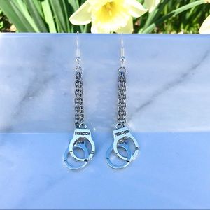 Necklace Earrings Set Handcuff Silver Bff gift